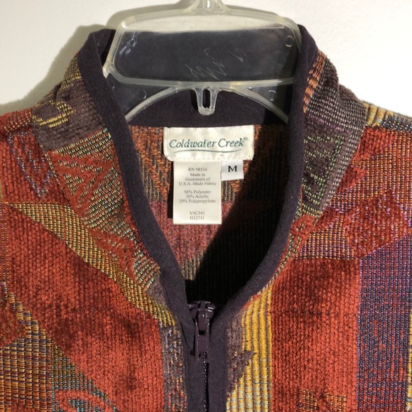 Coldwater Creek Tapestry Jacket Rust Purple Zip Size M - Picture 3 of 8